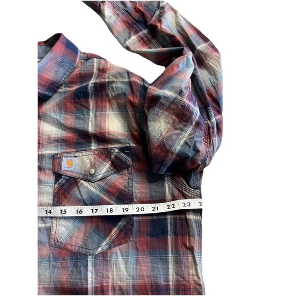 Carhartt Relaxed Fit Button Down Long Sleeve Shirt Men L Tall Pearl Snap Plaid - Picture 7 of 10